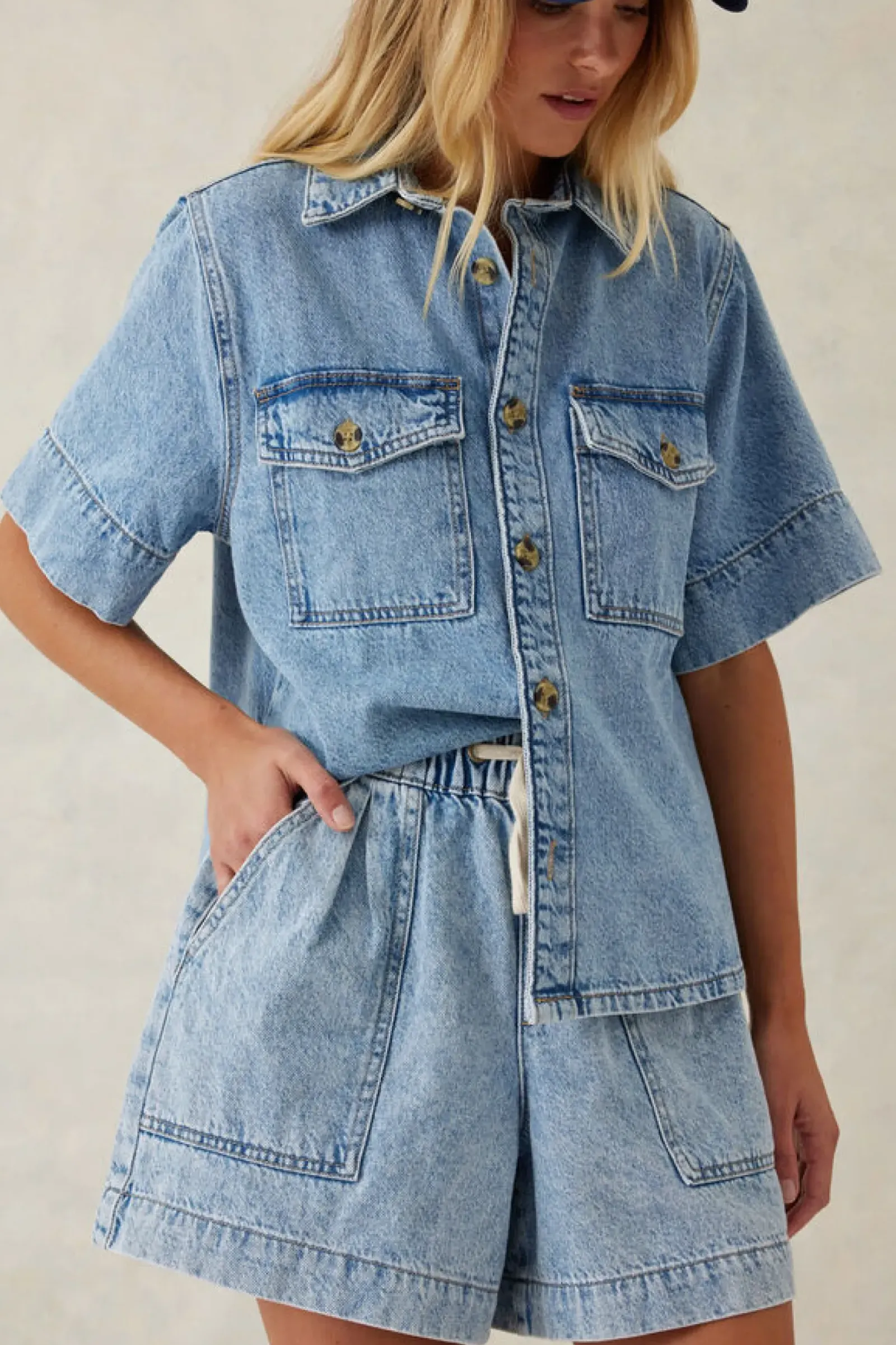 Ceres Life Relaxed Everyday Short - Vintage Blue Denim Sale