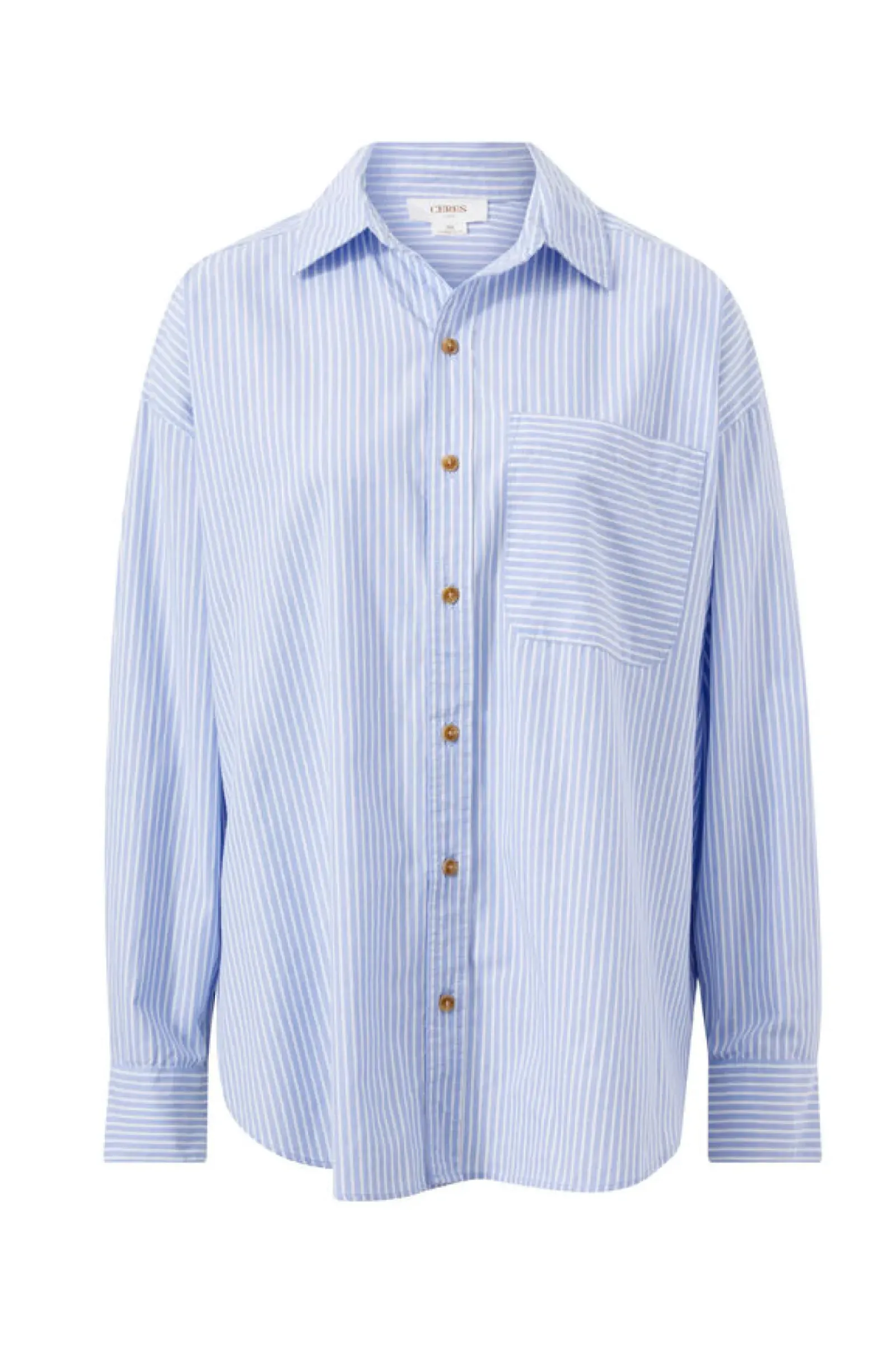 Ceres Life Oversized Poplin Shirt - White Heritage Blue Stripe New