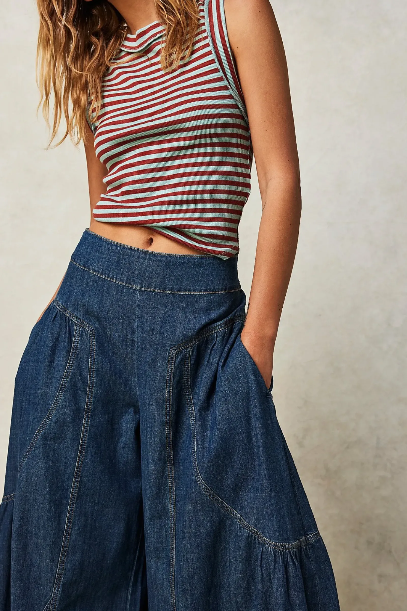 Free People Dawn on Me Wide Leg Jeans - London Blue Hot