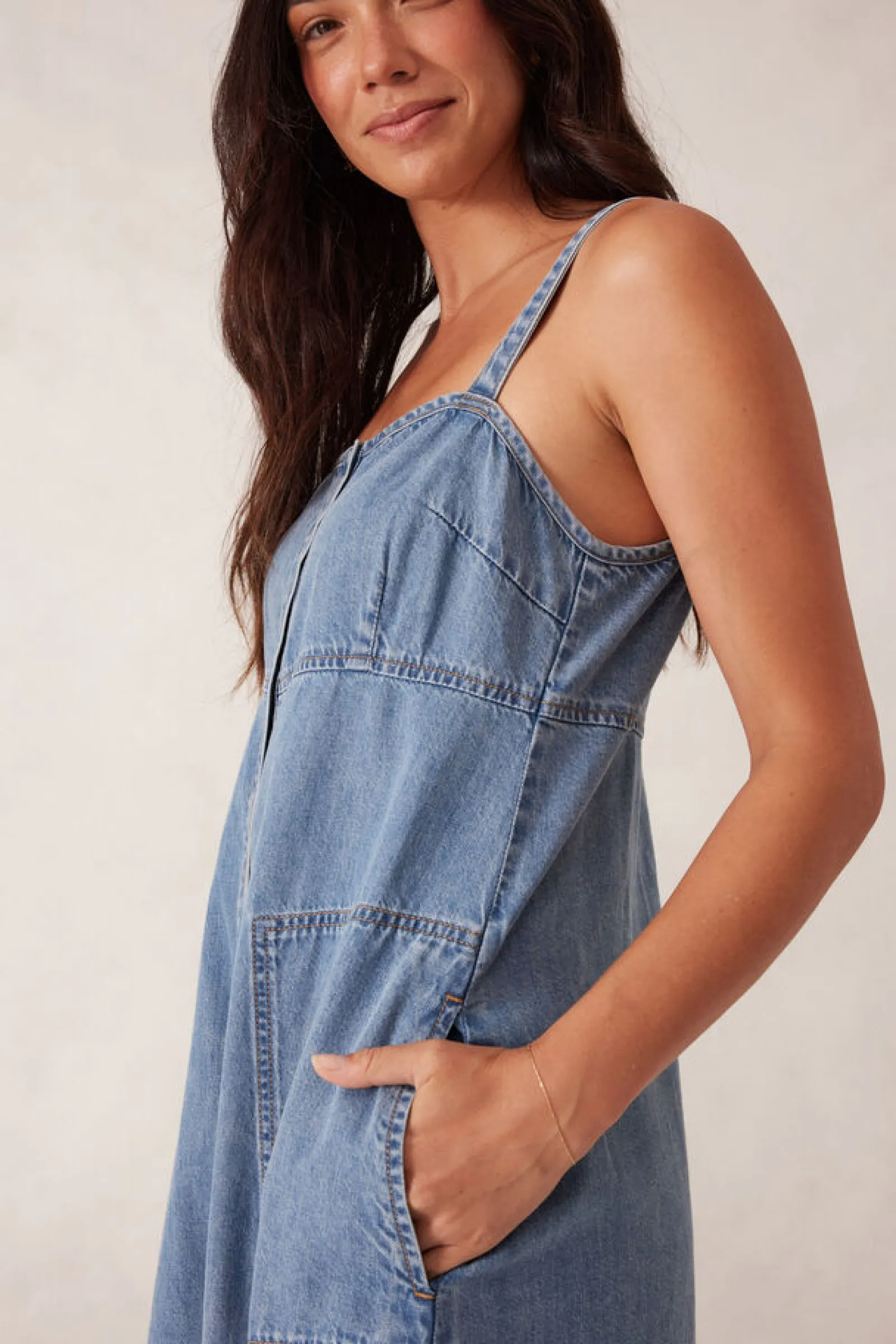 Ceres Life Denim Beach Dress - Worn Blue New