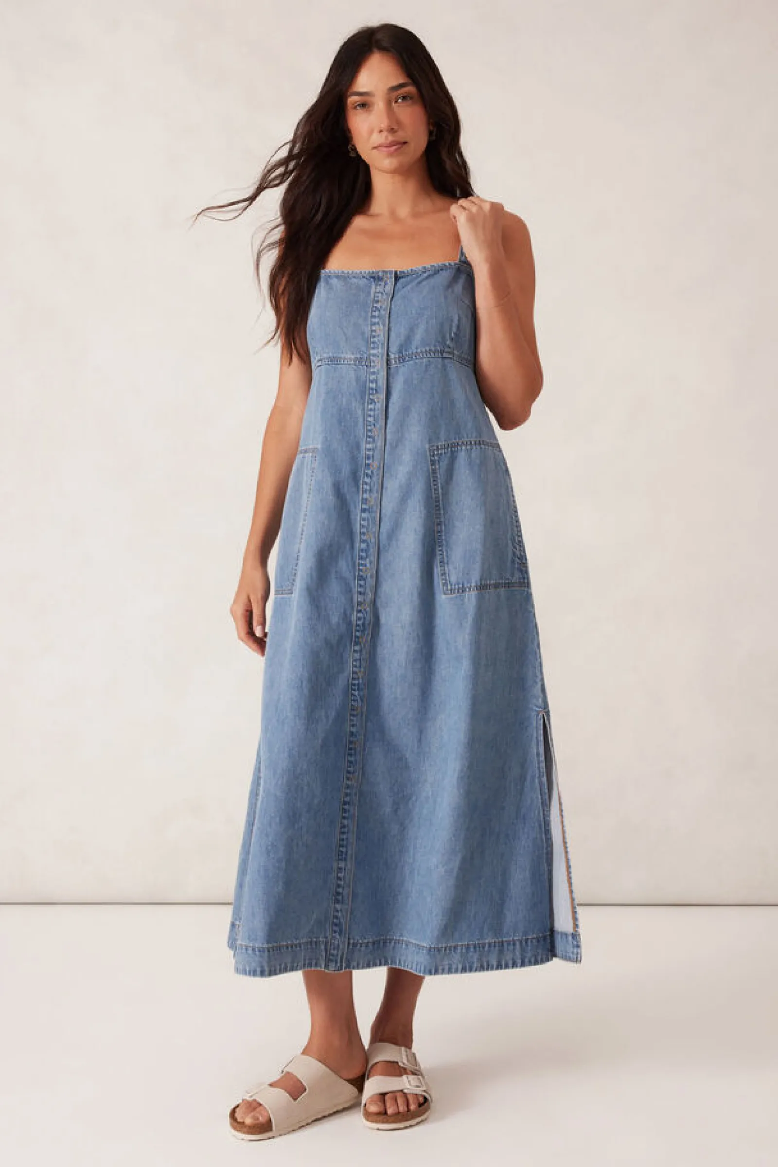 Ceres Life Denim Beach Dress - Worn Blue New