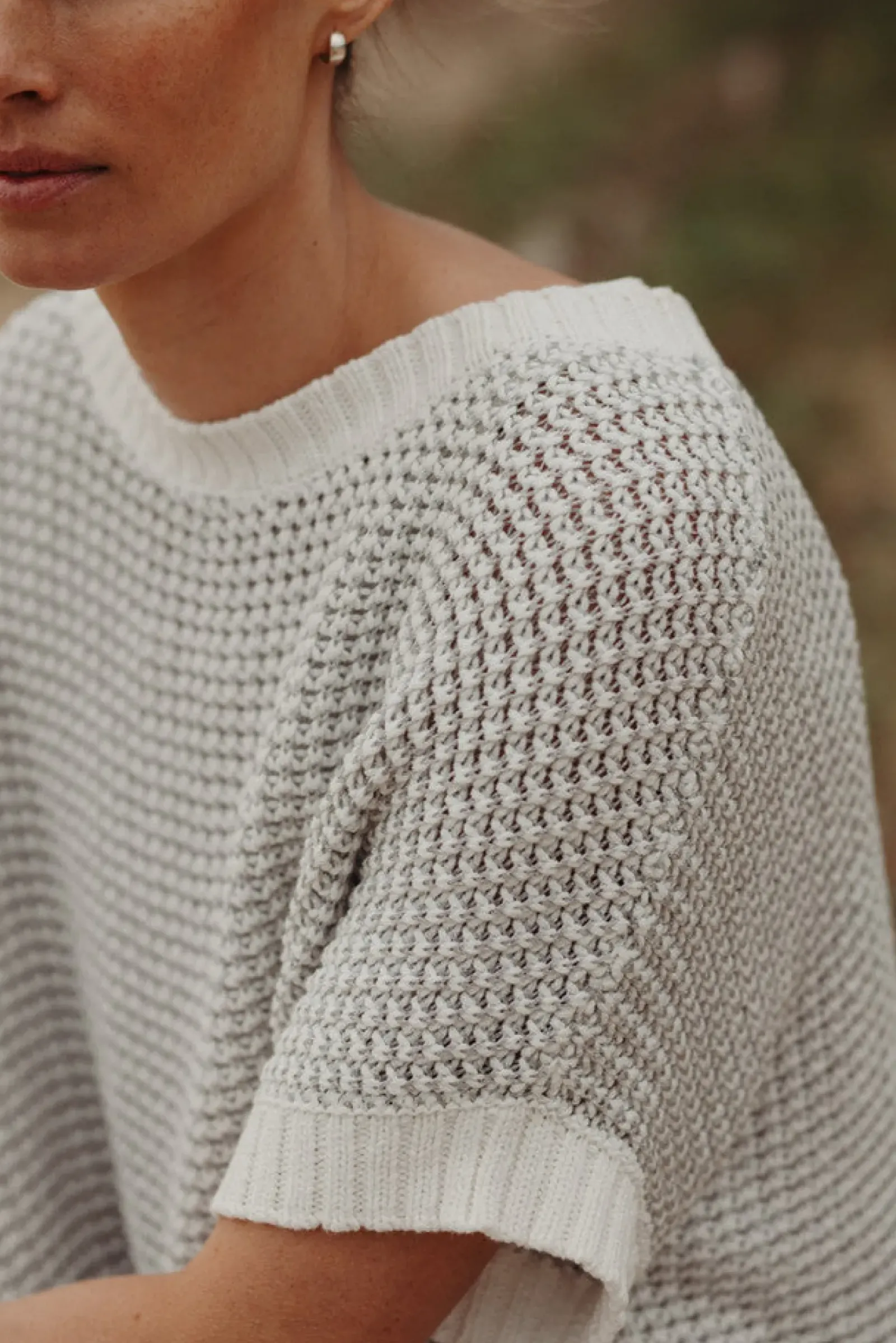 Talamaya Sunray Rib Crop Pullover - White Discount