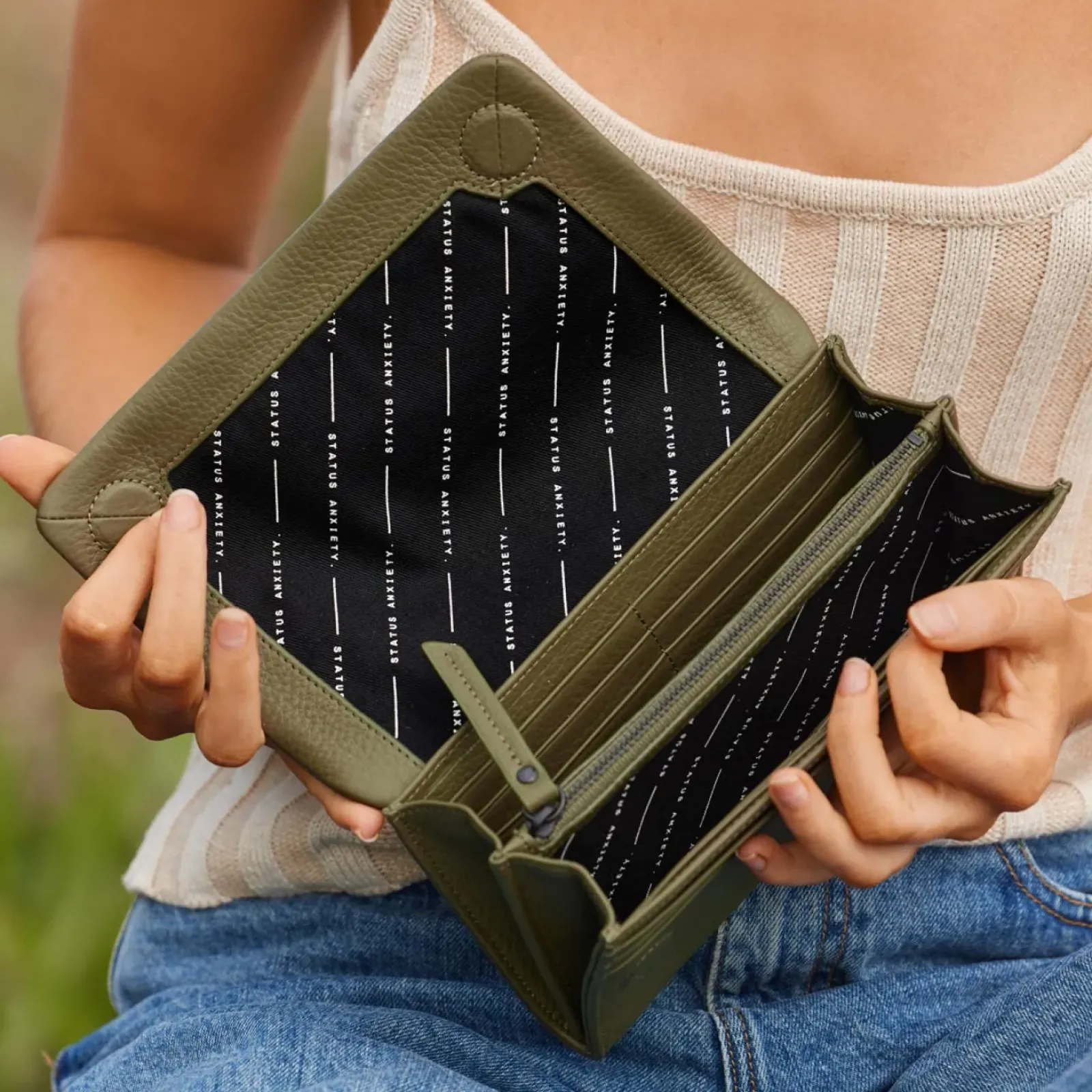 Status Anxiety Remnant Wallet - Khaki Discount