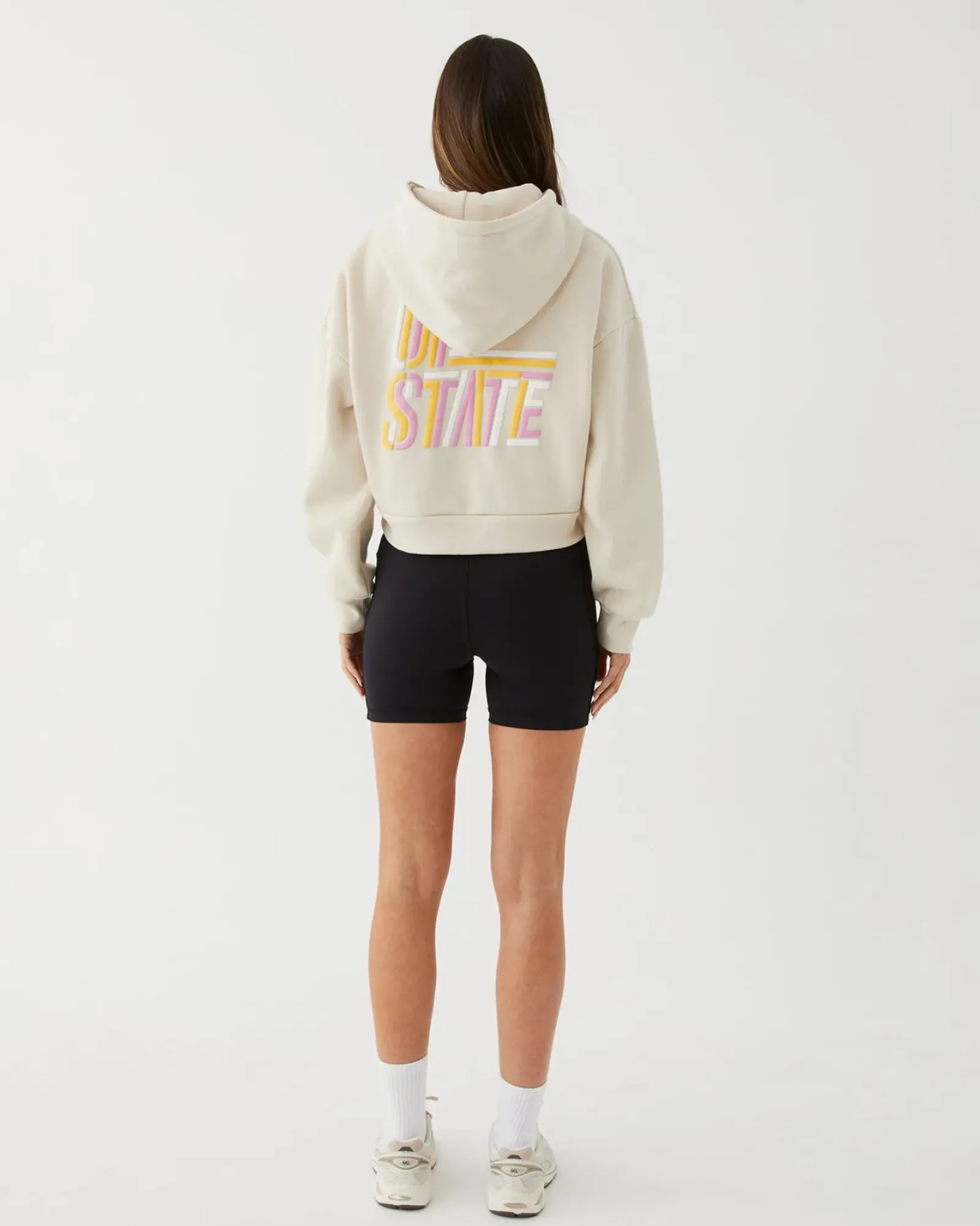 Upstate Zip Through Cropped Hoodie- Chalk Multi Discount