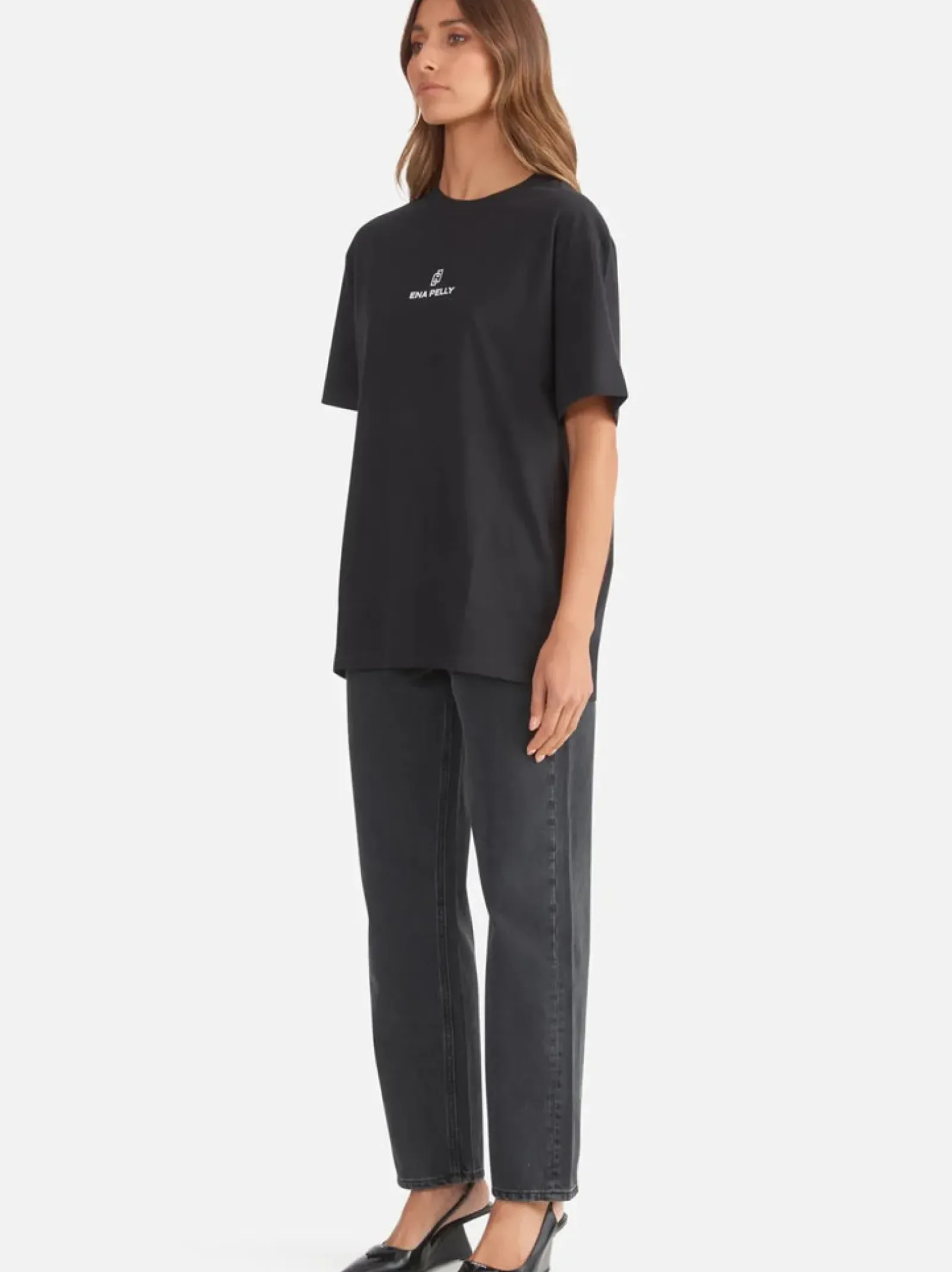 Ena Pelly Lexi Monogram Tee- Black Discount