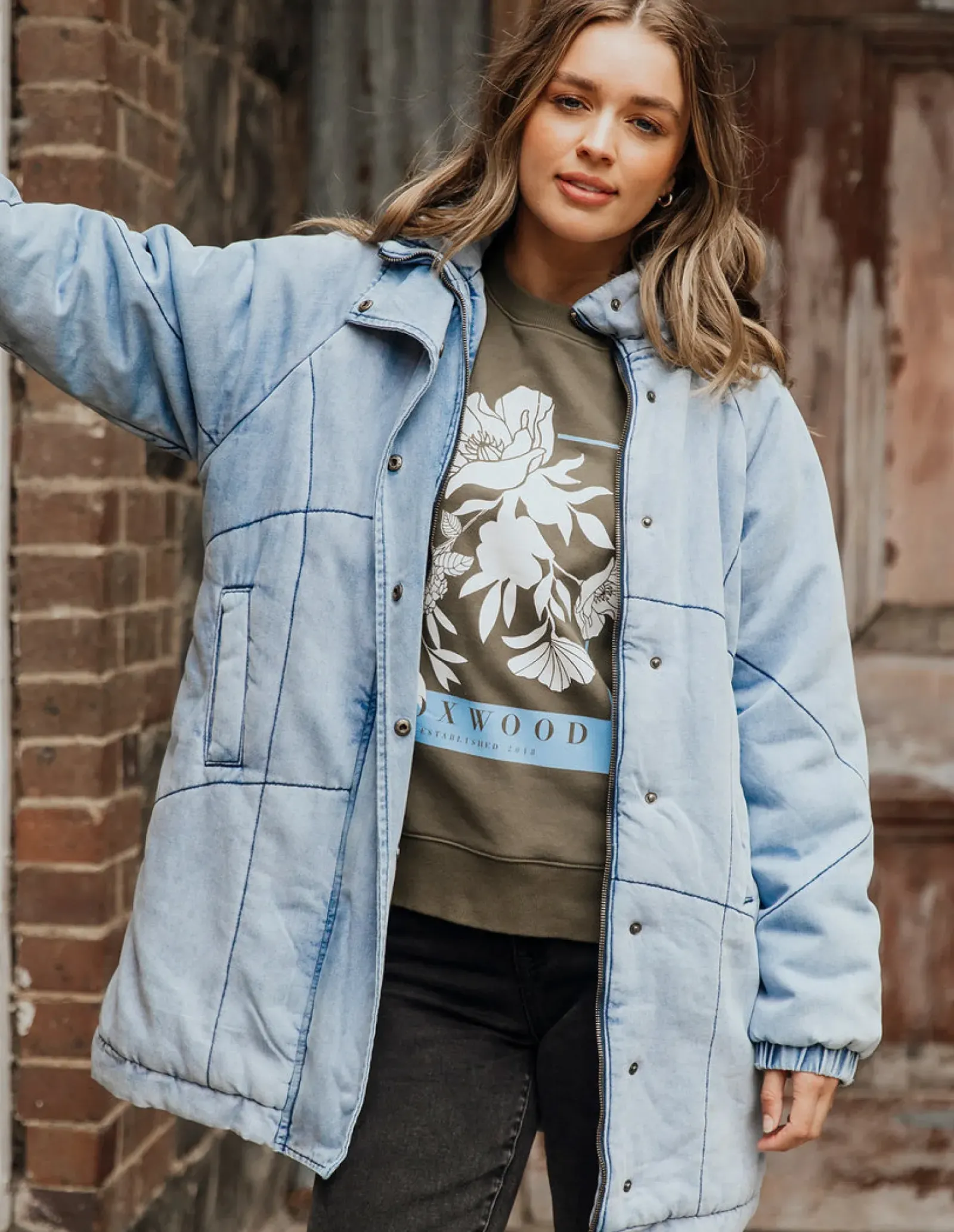 Foxwood Rosalee Longline Jacket - Light Blue Outlet