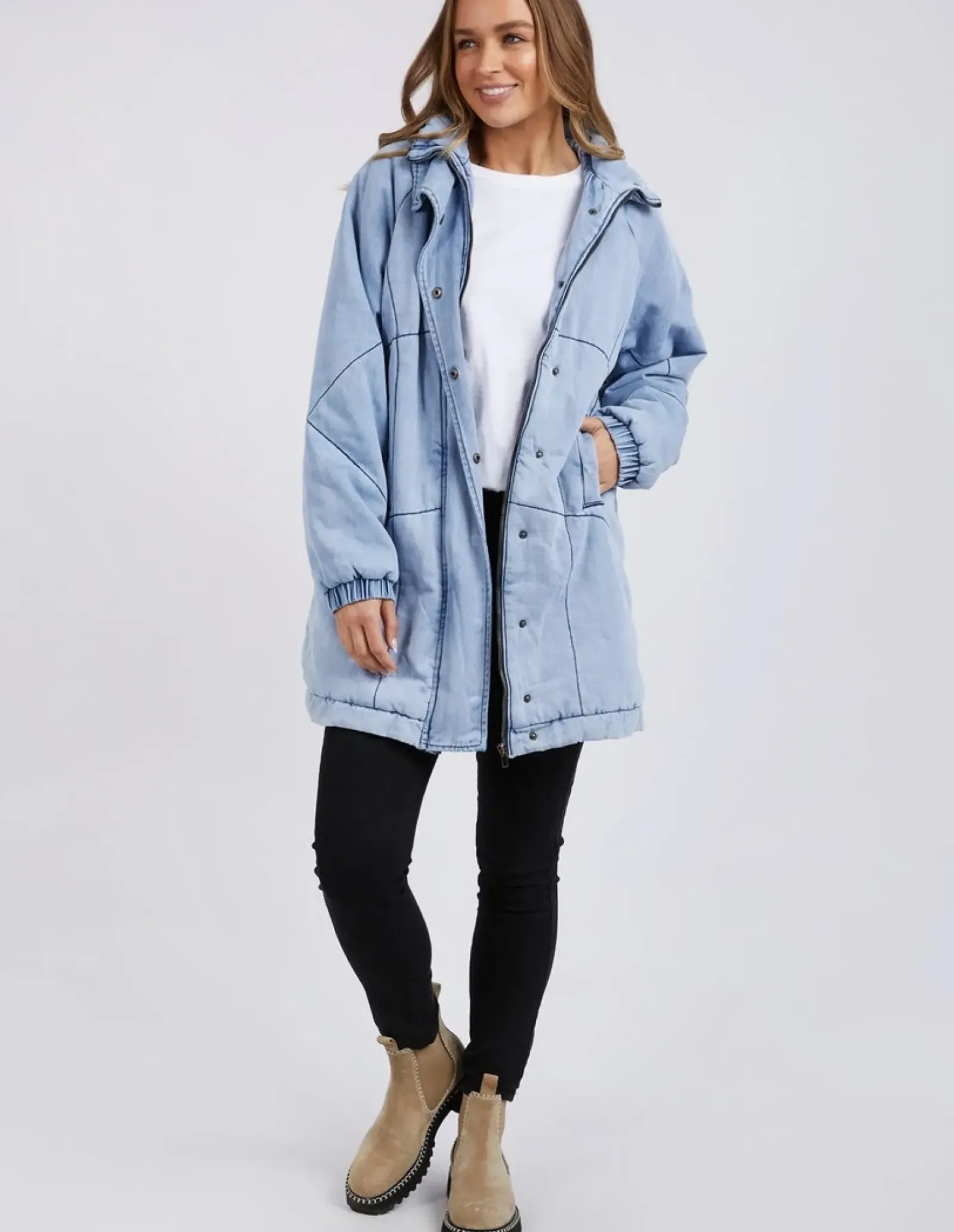 Foxwood Rosalee Longline Jacket - Light Blue Outlet