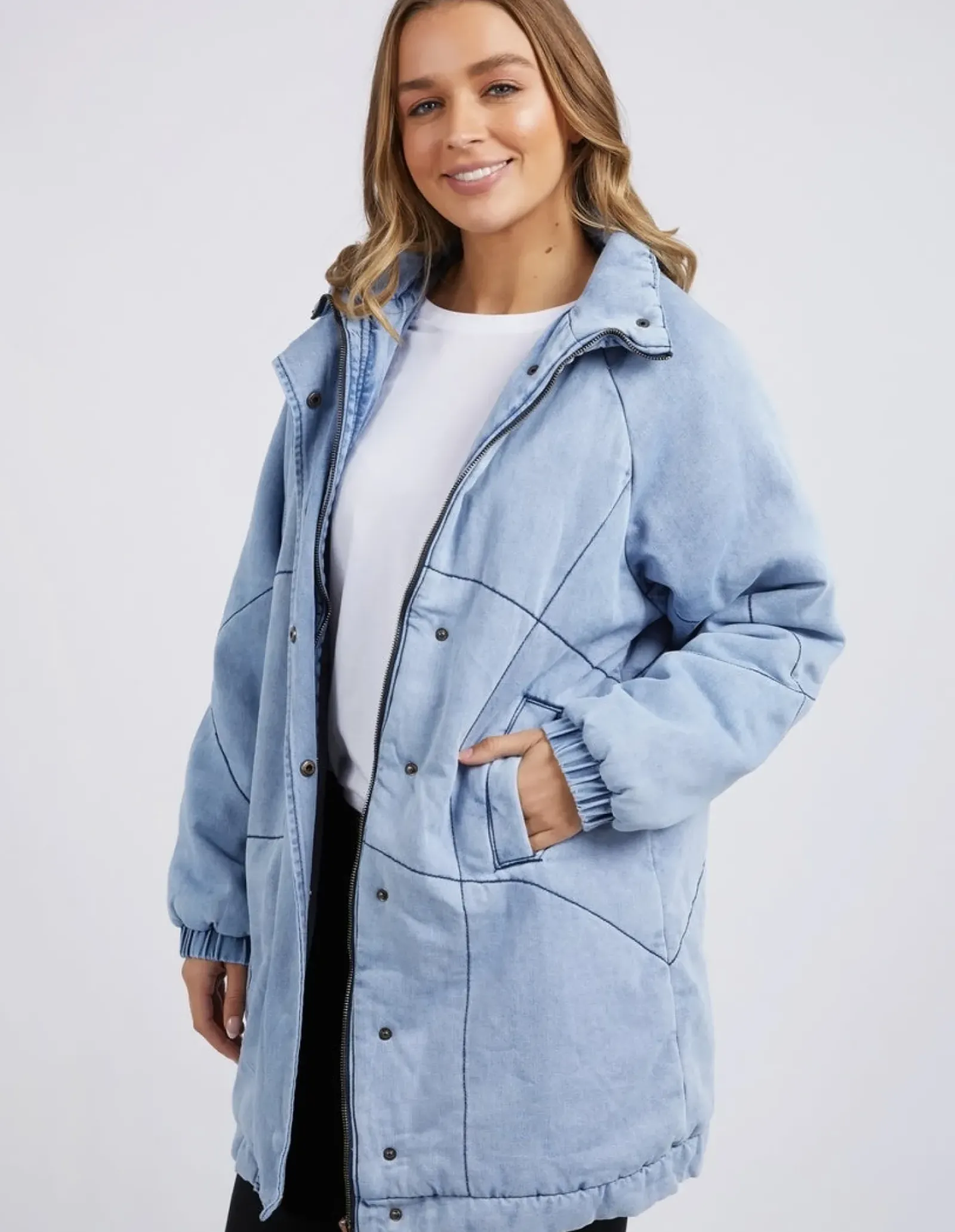 Foxwood Rosalee Longline Jacket - Light Blue Outlet