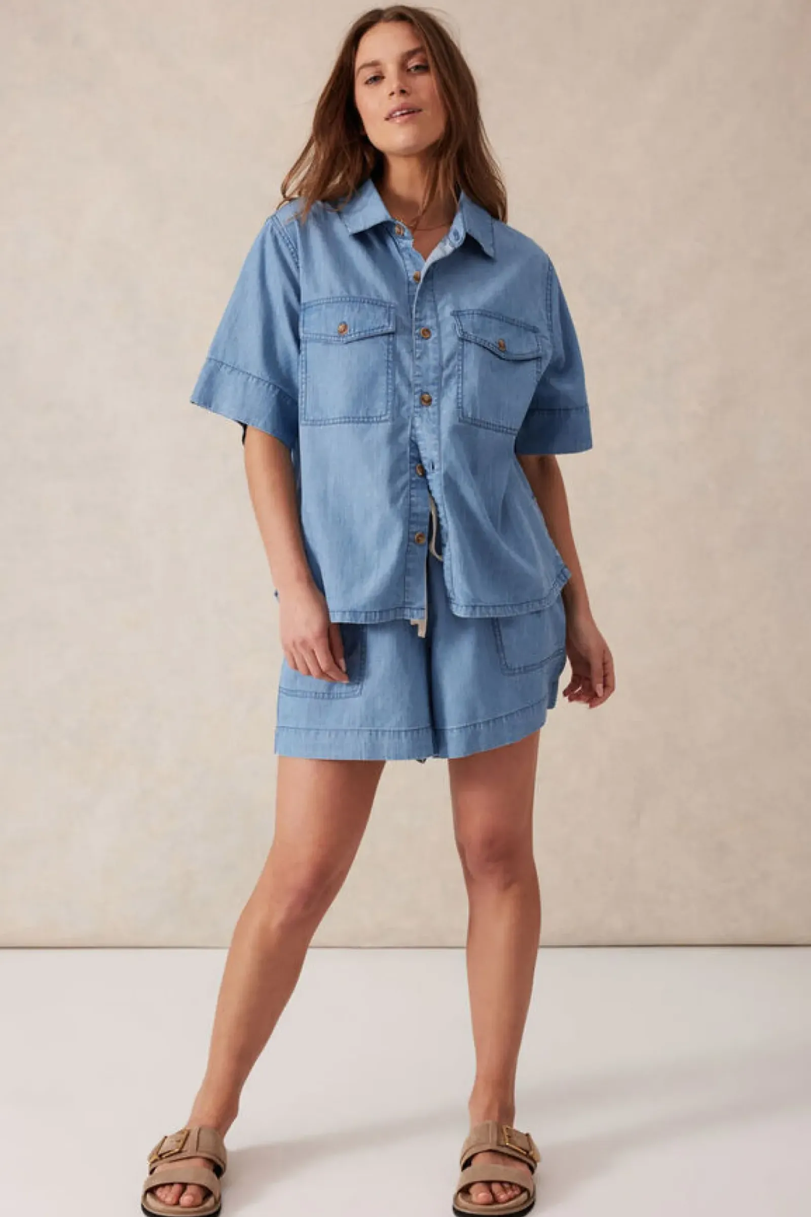 Ceres Life Relaxed Short Sleeve Shirt - Vintage Blue Pinstripe Hot