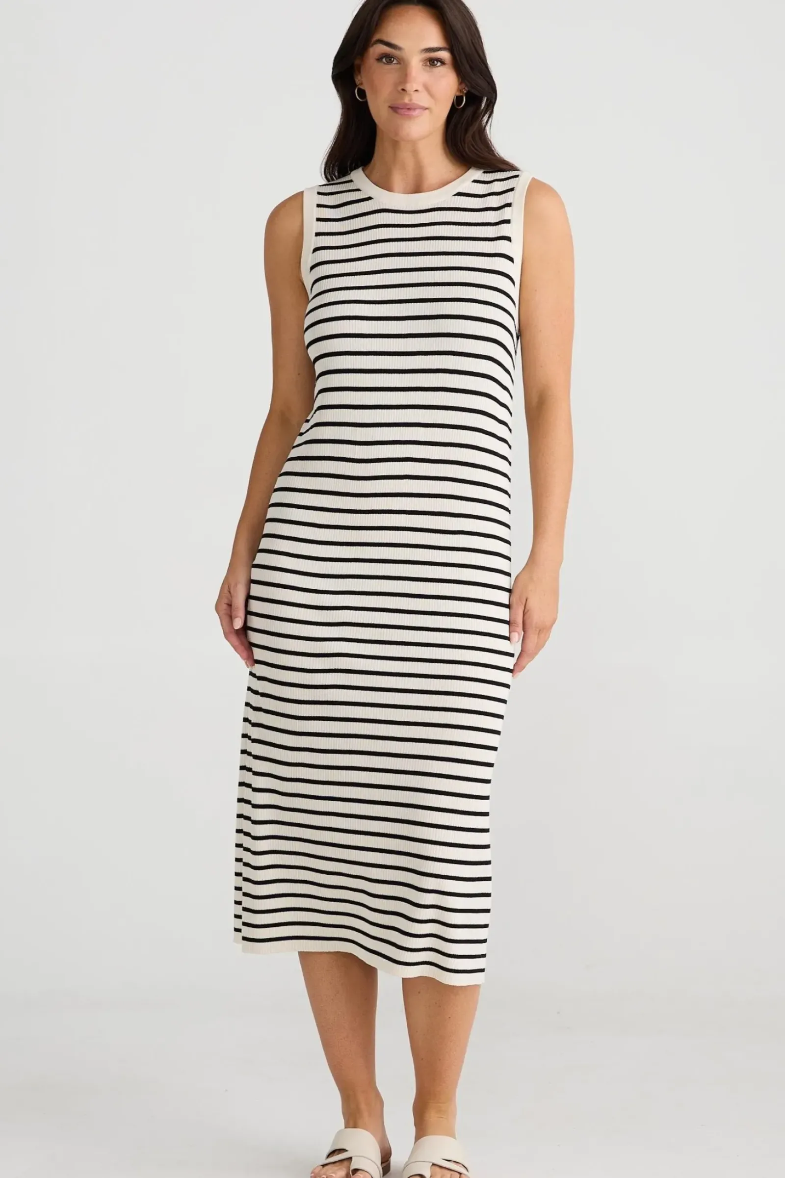 Brave & True Brave & True Squad Dress - Ecru with Black Stripe Discount