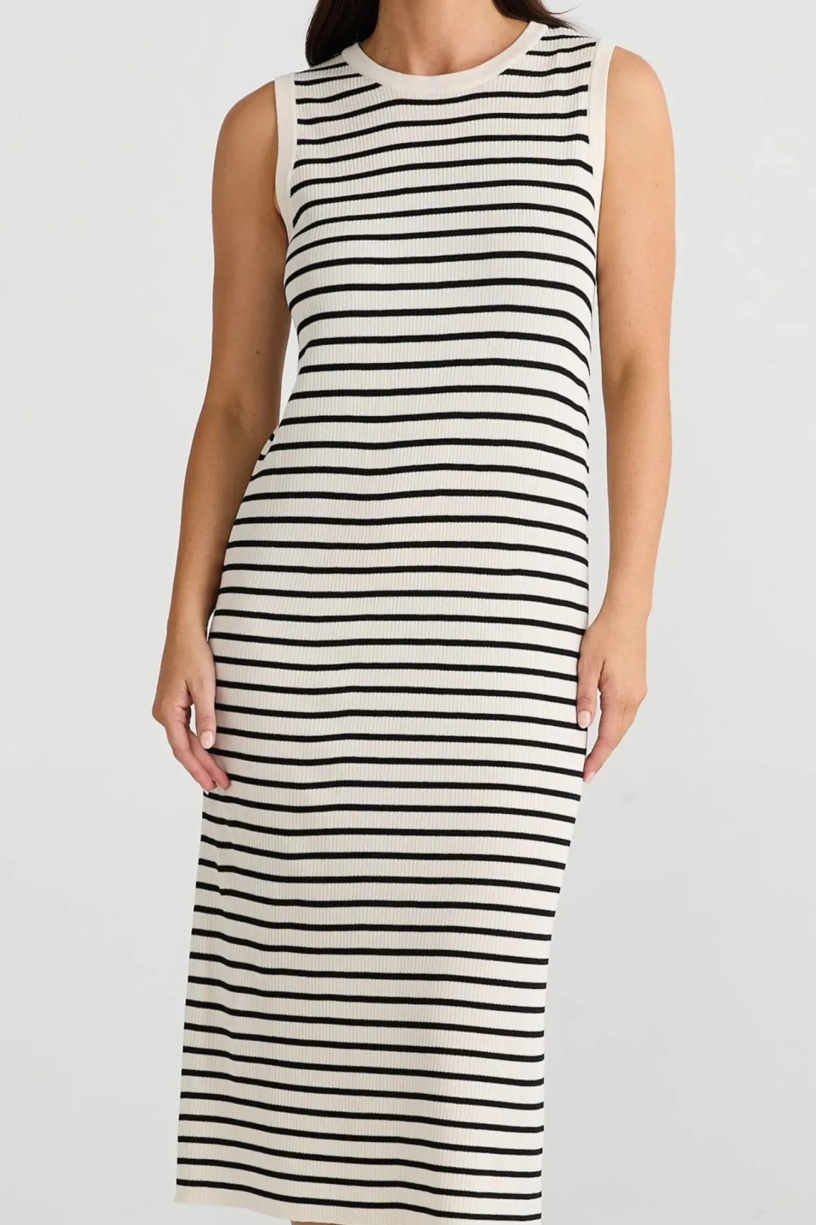 Brave & True Brave & True Squad Dress - Ecru with Black Stripe Discount