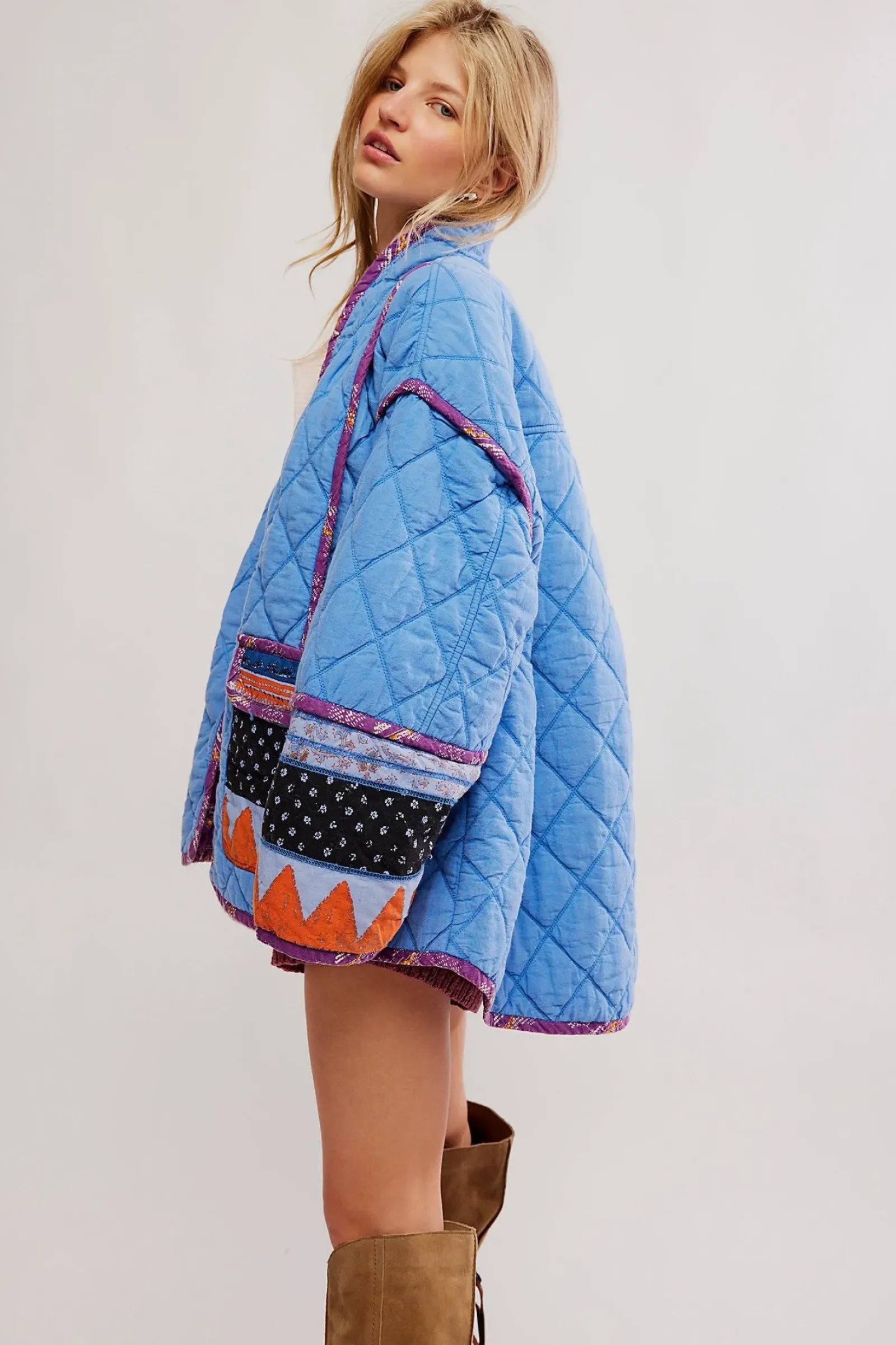Free People Winnie Jacket - Blue Combo Clearance