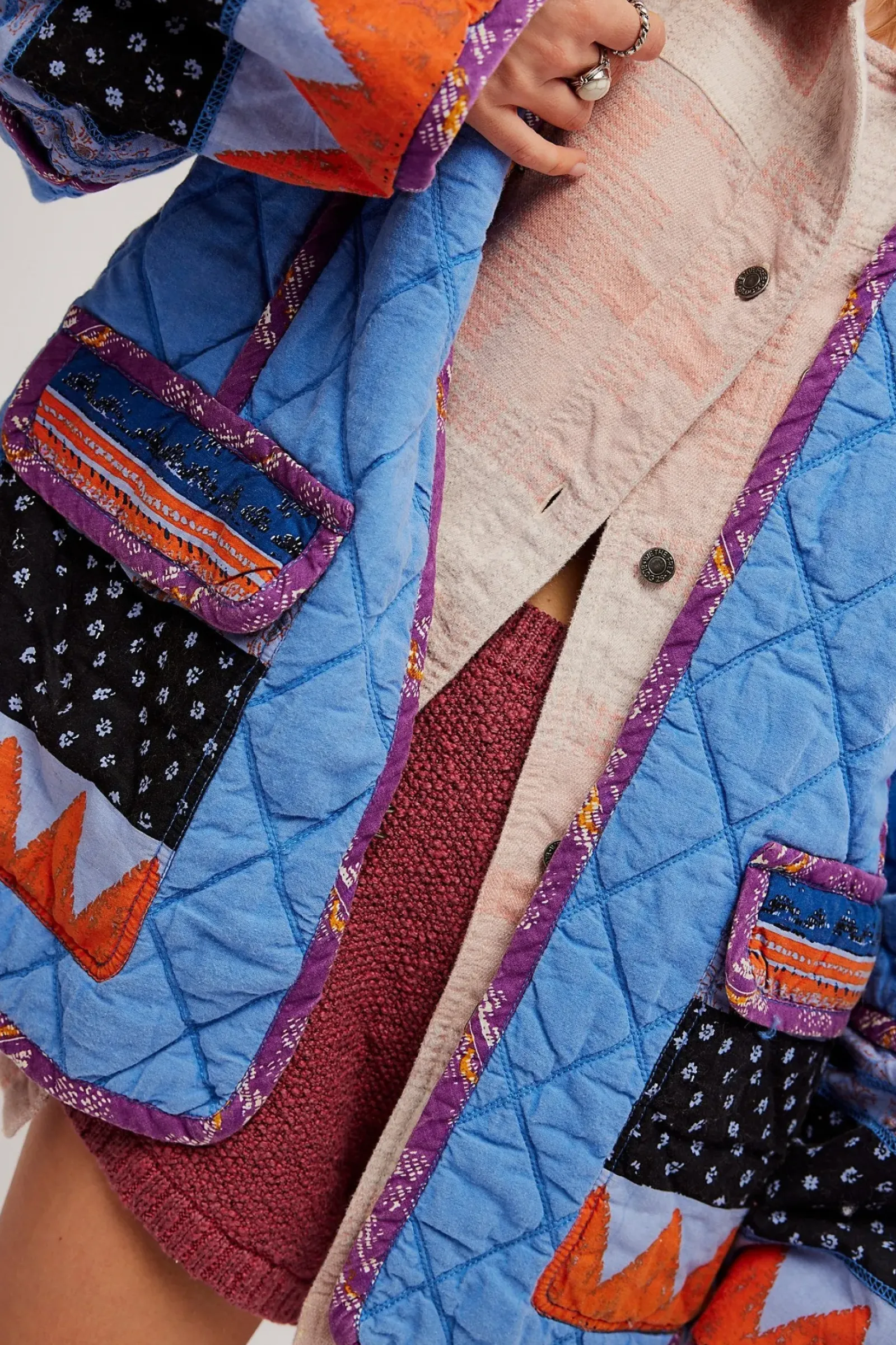 Free People Winnie Jacket - Blue Combo Clearance