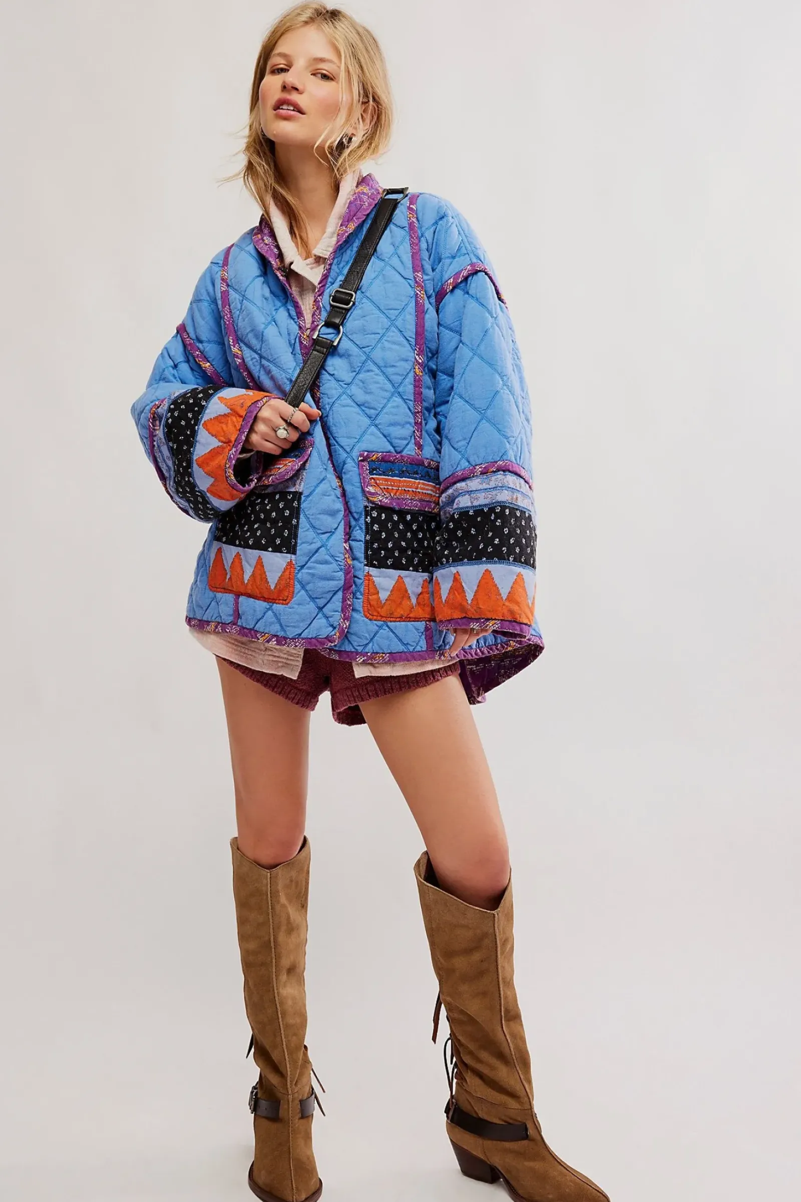Free People Winnie Jacket - Blue Combo Clearance
